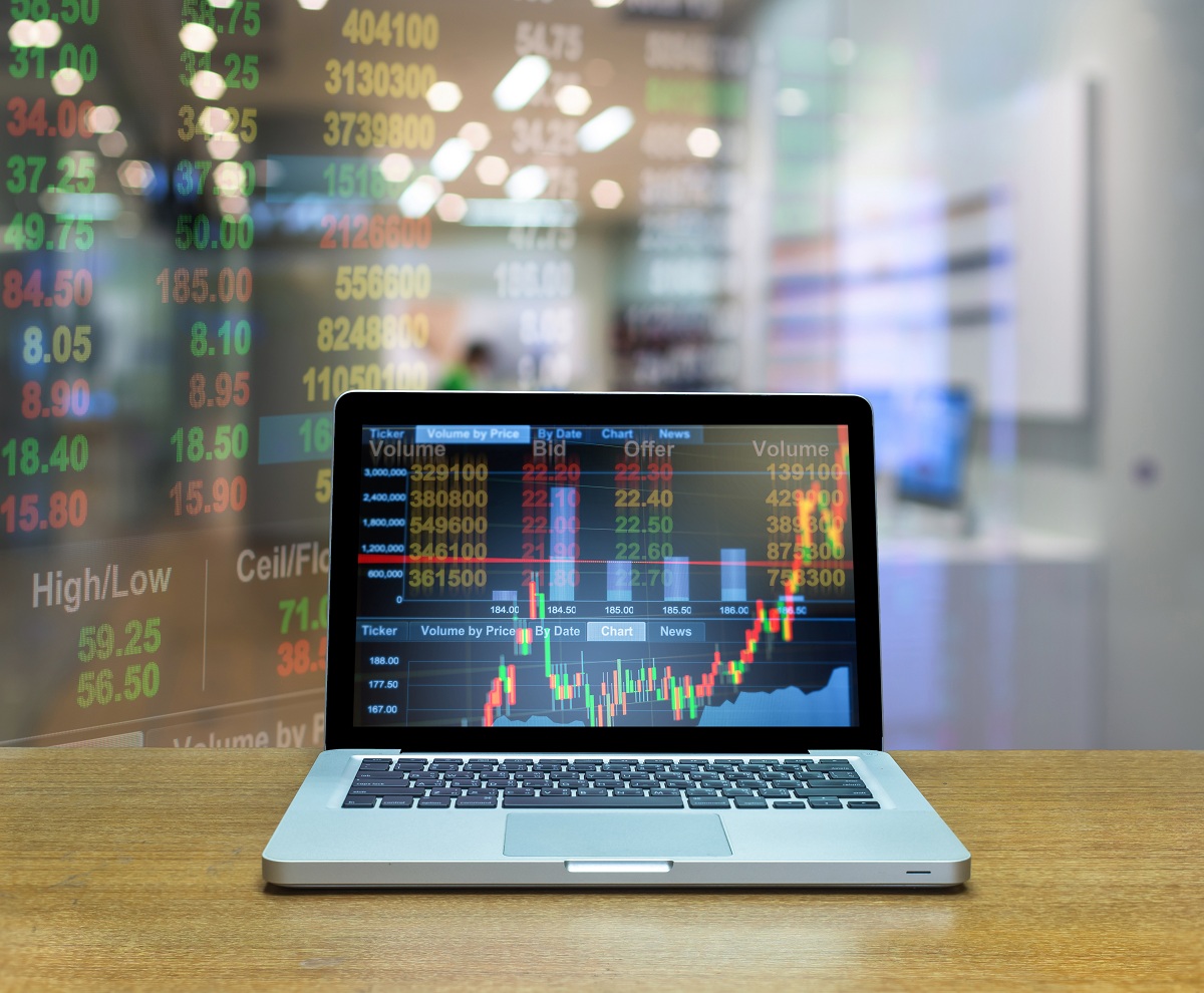 Laptop with stock exchange